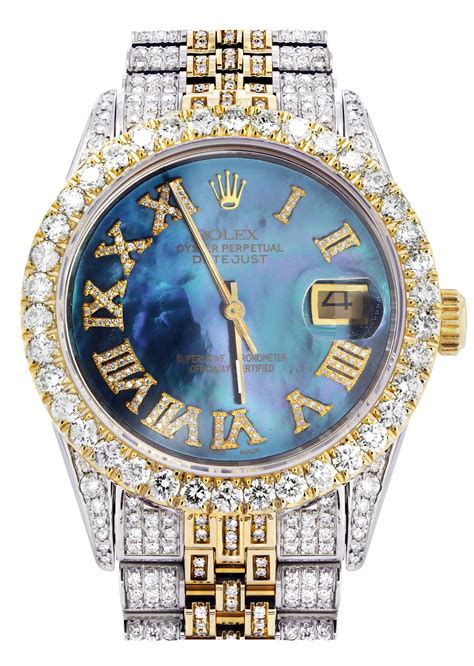 rolex blue 26mm iced out|iced out Rolex gold chain.